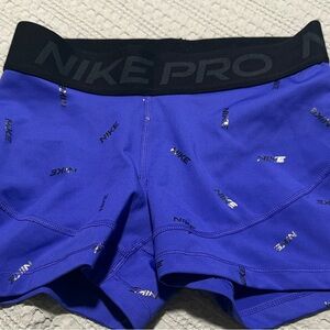 Nike Women's Blue Pro Training Bike Shorts with Black Waistband